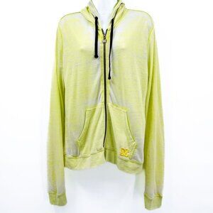 DC Burnout Zip Up Jacket Coat Hoodie Neon Lime Green Y2K Lightweight